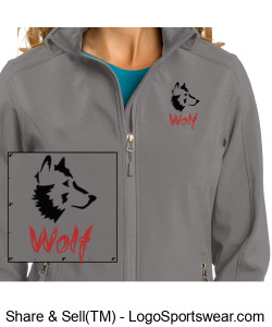 Wolf Emblem Soft-Shell Womens Jacket- Grey Design Zoom